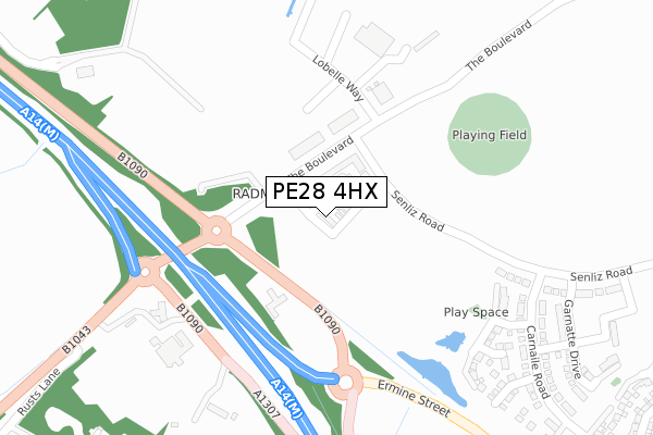 PE28 4HX map - large scale - OS Open Zoomstack (Ordnance Survey)