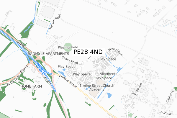 PE28 4ND map - small scale - OS Open Zoomstack (Ordnance Survey)