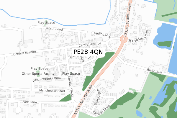 PE28 4QN map - large scale - OS Open Zoomstack (Ordnance Survey)