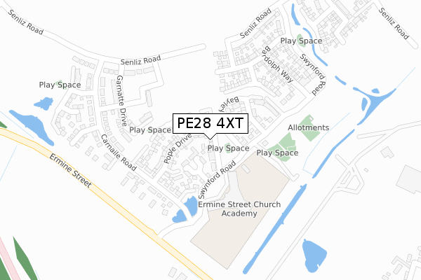 PE28 4XT map - large scale - OS Open Zoomstack (Ordnance Survey)