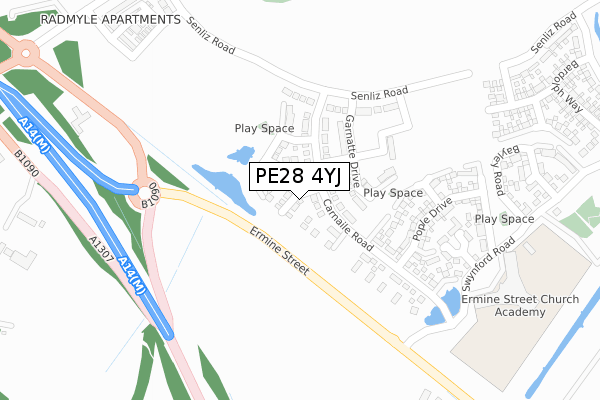 PE28 4YJ map - large scale - OS Open Zoomstack (Ordnance Survey)