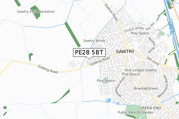 PE28 5BT map - small scale - OS Open Zoomstack (Ordnance Survey)