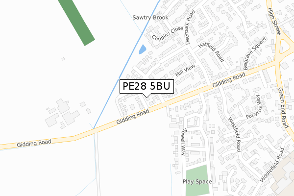 PE28 5BU map - large scale - OS Open Zoomstack (Ordnance Survey)