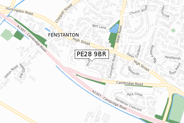 PE28 9BR map - large scale - OS Open Zoomstack (Ordnance Survey)