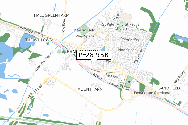 PE28 9BR map - small scale - OS Open Zoomstack (Ordnance Survey)