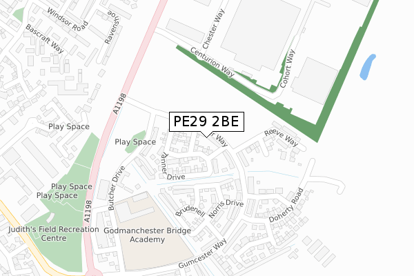 PE29 2BE map - large scale - OS Open Zoomstack (Ordnance Survey)