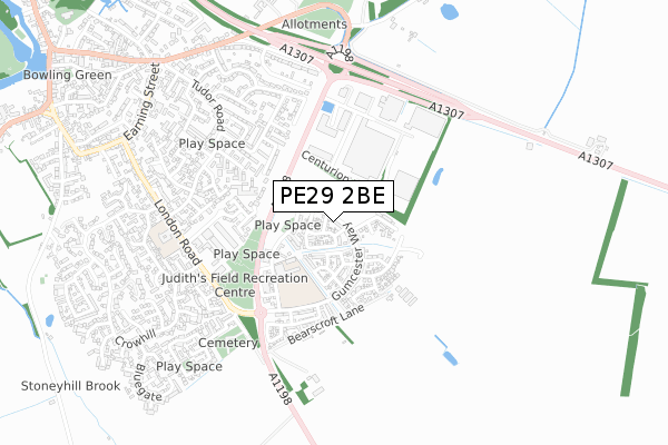 PE29 2BE map - small scale - OS Open Zoomstack (Ordnance Survey)