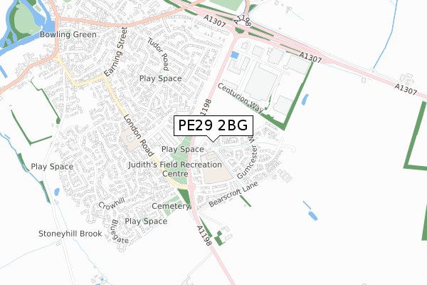 PE29 2BG map - small scale - OS Open Zoomstack (Ordnance Survey)