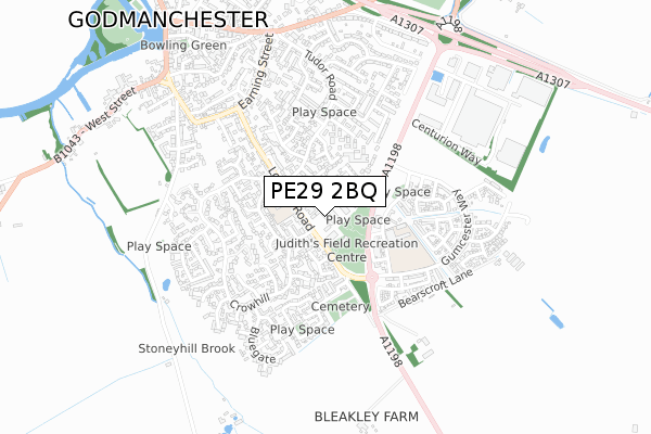 PE29 2BQ map - small scale - OS Open Zoomstack (Ordnance Survey)