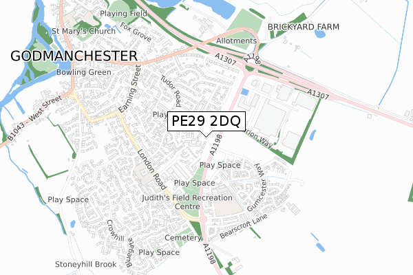 PE29 2DQ map - small scale - OS Open Zoomstack (Ordnance Survey)