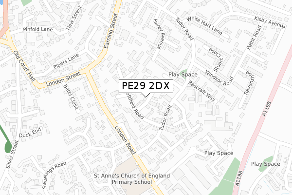 PE29 2DX map - large scale - OS Open Zoomstack (Ordnance Survey)