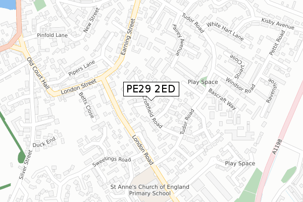 PE29 2ED map - large scale - OS Open Zoomstack (Ordnance Survey)