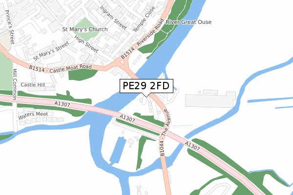 PE29 2FD map - large scale - OS Open Zoomstack (Ordnance Survey)