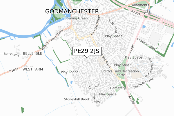 PE29 2JS map - small scale - OS Open Zoomstack (Ordnance Survey)