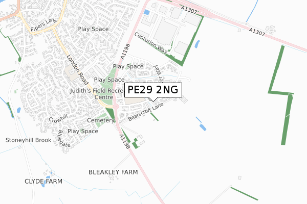 PE29 2NG map - small scale - OS Open Zoomstack (Ordnance Survey)