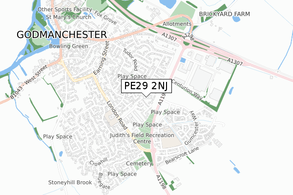 PE29 2NJ map - small scale - OS Open Zoomstack (Ordnance Survey)