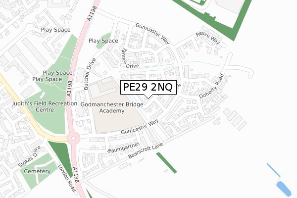 PE29 2NQ map - large scale - OS Open Zoomstack (Ordnance Survey)