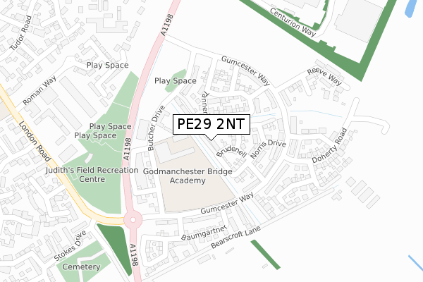 PE29 2NT map - large scale - OS Open Zoomstack (Ordnance Survey)