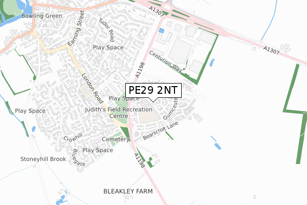 PE29 2NT map - small scale - OS Open Zoomstack (Ordnance Survey)