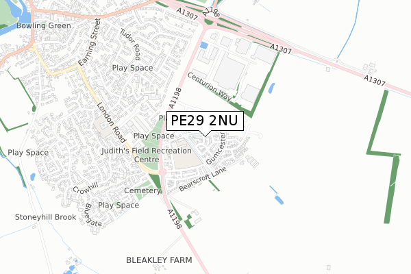 PE29 2NU map - small scale - OS Open Zoomstack (Ordnance Survey)