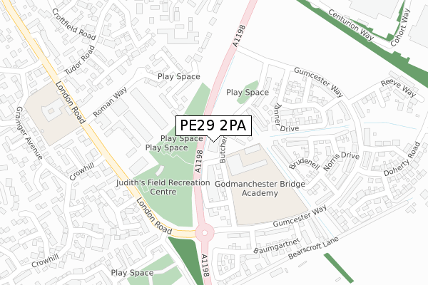 PE29 2PA map - large scale - OS Open Zoomstack (Ordnance Survey)