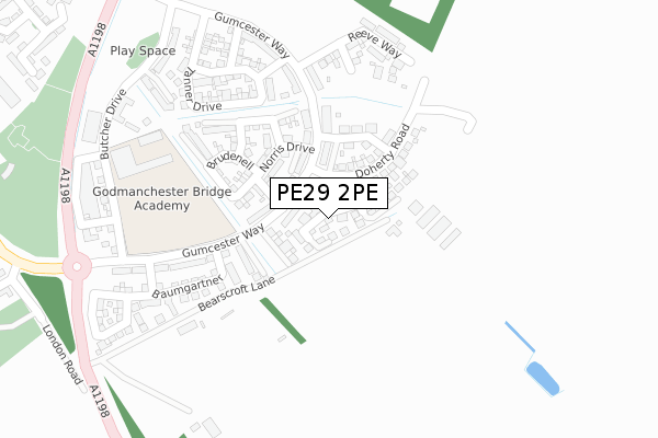 PE29 2PE map - large scale - OS Open Zoomstack (Ordnance Survey)