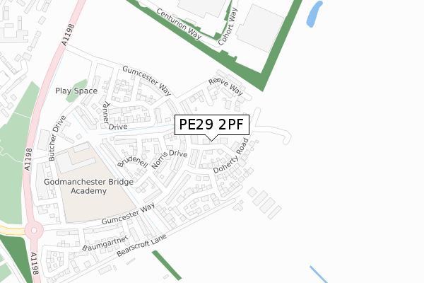 PE29 2PF map - large scale - OS Open Zoomstack (Ordnance Survey)