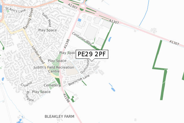 PE29 2PF map - small scale - OS Open Zoomstack (Ordnance Survey)