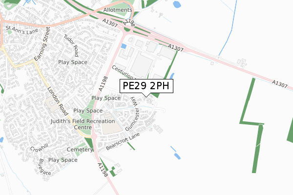 PE29 2PH map - small scale - OS Open Zoomstack (Ordnance Survey)