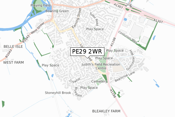 PE29 2WR map - small scale - OS Open Zoomstack (Ordnance Survey)