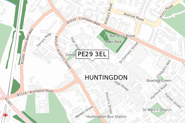 PE29 3EL map - large scale - OS Open Zoomstack (Ordnance Survey)