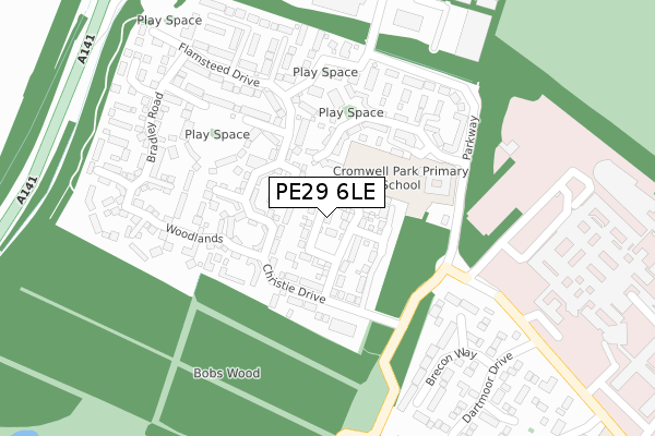 PE29 6LE map - large scale - OS Open Zoomstack (Ordnance Survey)