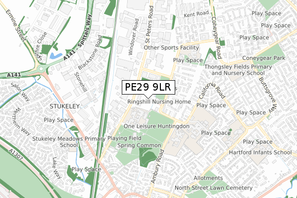 PE29 9LR map - small scale - OS Open Zoomstack (Ordnance Survey)