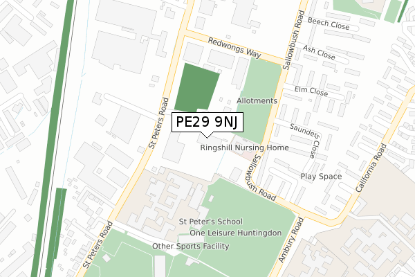 PE29 9NJ map - large scale - OS Open Zoomstack (Ordnance Survey)