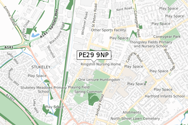 PE29 9NP map - small scale - OS Open Zoomstack (Ordnance Survey)