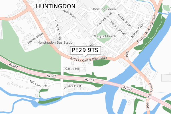 PE29 9TS map - large scale - OS Open Zoomstack (Ordnance Survey)