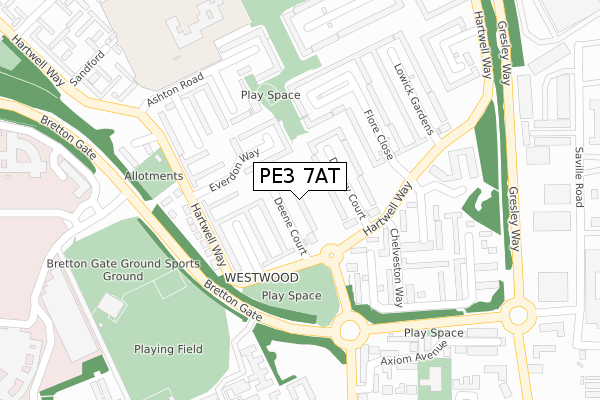 PE3 7AT map - large scale - OS Open Zoomstack (Ordnance Survey)
