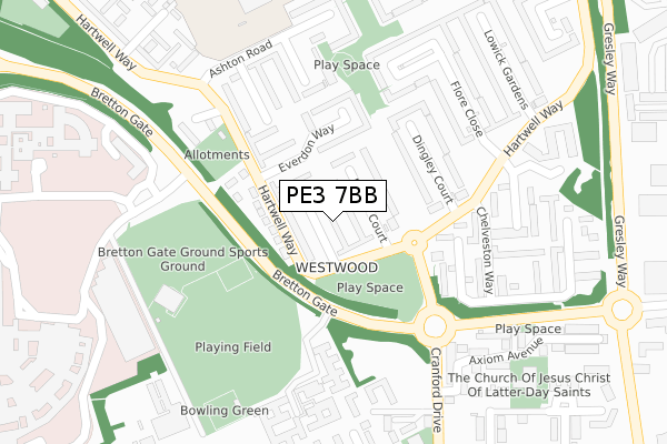 PE3 7BB map - large scale - OS Open Zoomstack (Ordnance Survey)