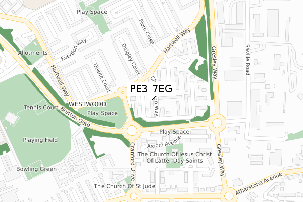 PE3 7EG map - large scale - OS Open Zoomstack (Ordnance Survey)