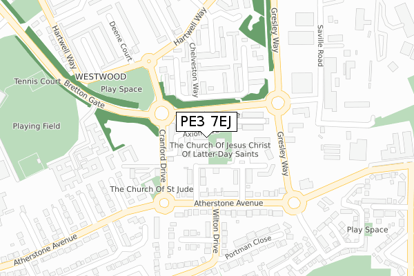 PE3 7EJ map - large scale - OS Open Zoomstack (Ordnance Survey)