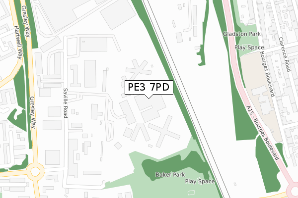 PE3 7PD map - large scale - OS Open Zoomstack (Ordnance Survey)