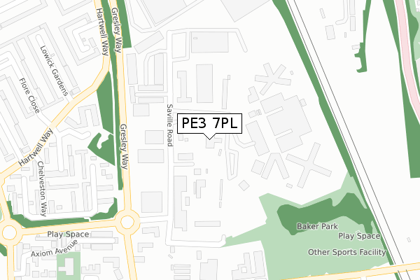 PE3 7PL map - large scale - OS Open Zoomstack (Ordnance Survey)