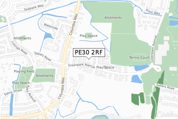 PE30 2RF map - large scale - OS Open Zoomstack (Ordnance Survey)