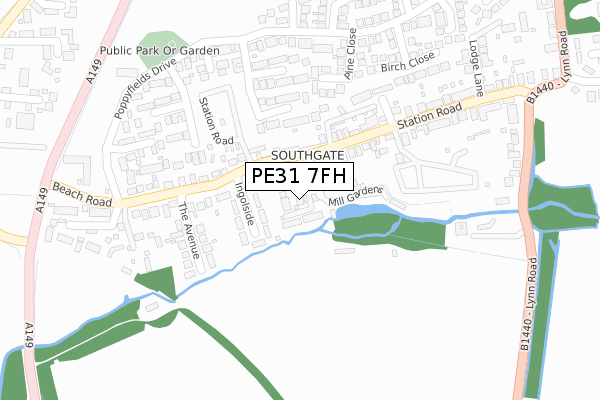 PE31 7FH map - large scale - OS Open Zoomstack (Ordnance Survey)