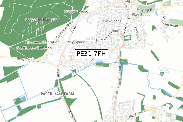 PE31 7FH map - small scale - OS Open Zoomstack (Ordnance Survey)