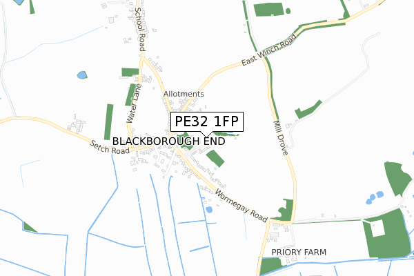 PE32 1FP map - small scale - OS Open Zoomstack (Ordnance Survey)