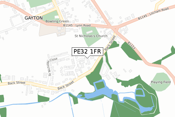 PE32 1FR map - large scale - OS Open Zoomstack (Ordnance Survey)