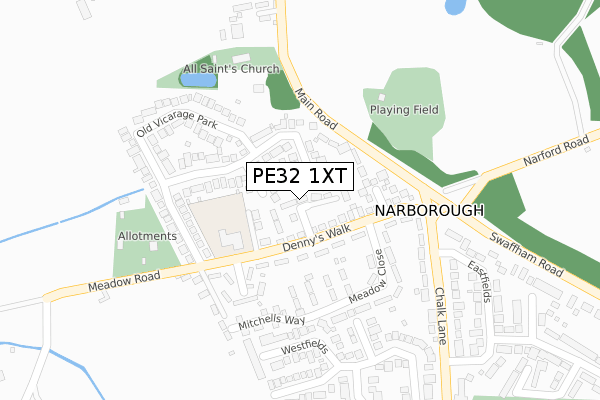 PE32 1XT map - large scale - OS Open Zoomstack (Ordnance Survey)