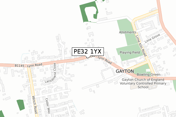 PE32 1YX map - large scale - OS Open Zoomstack (Ordnance Survey)