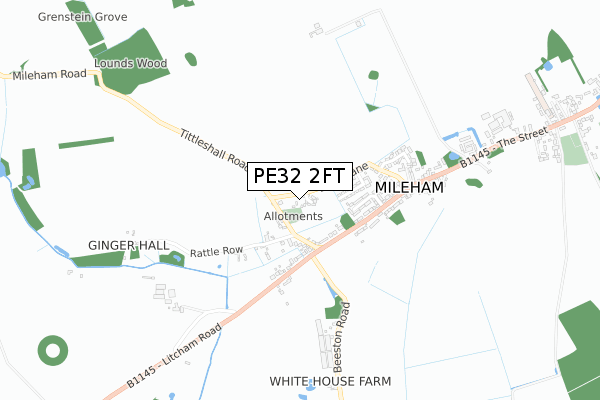 PE32 2FT map - small scale - OS Open Zoomstack (Ordnance Survey)